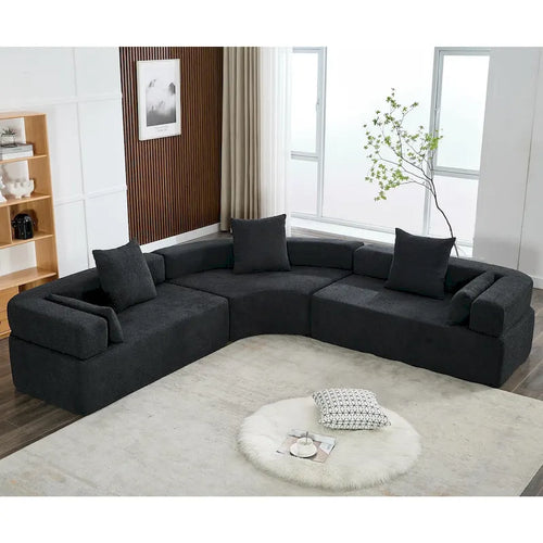 Canapé modulaire sectionnel d'angle en forme de L en bouclette surdimensionné 111, 3 pièces combinables librement