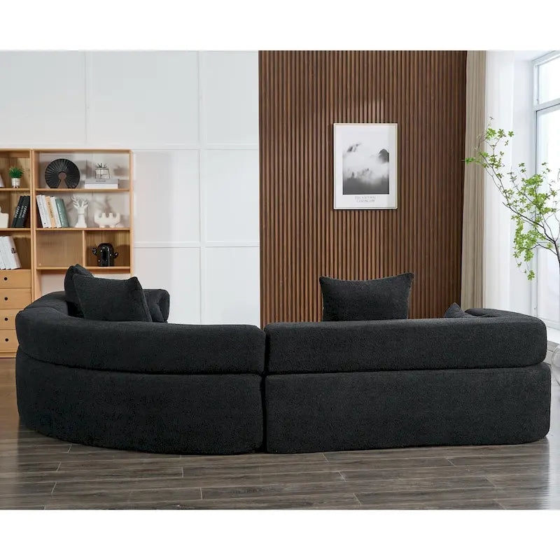 Canapé modulaire sectionnel d'angle en forme de L en bouclette surdimensionné 111, 3 pièces combinables librement