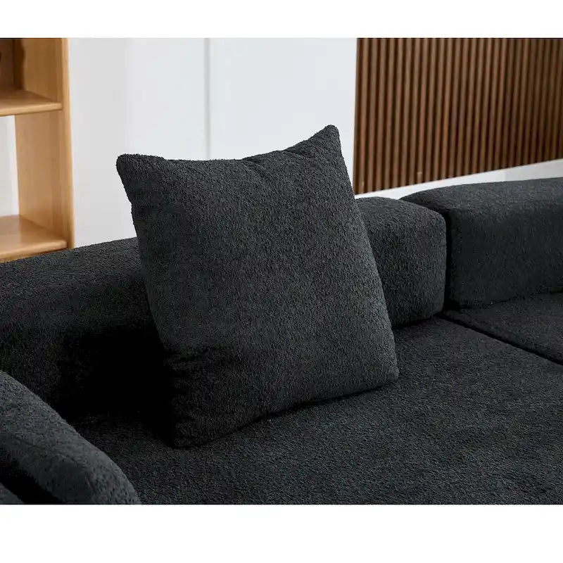 Canapé modulaire sectionnel d'angle en forme de L en bouclette surdimensionné 111, 3 pièces combinables librement