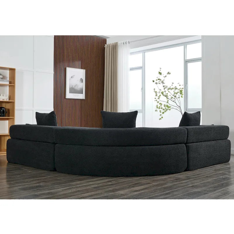Canapé modulaire sectionnel d'angle en forme de L en bouclette surdimensionné 111, 3 pièces combinables librement