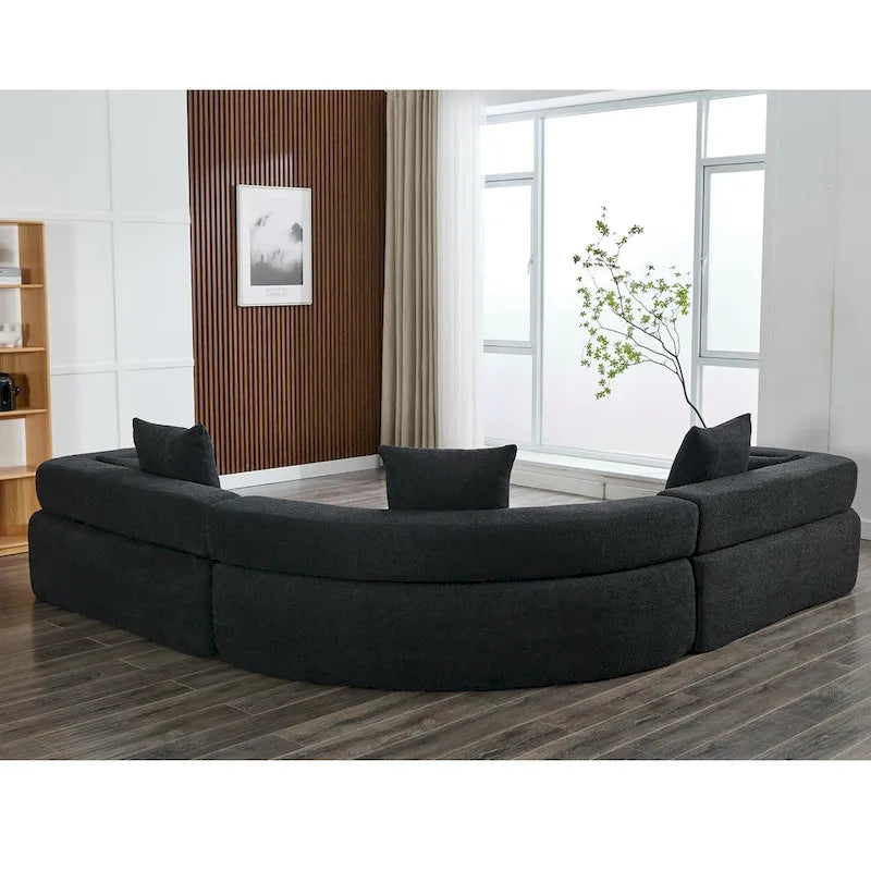 Canapé modulaire sectionnel d'angle en forme de L en bouclette surdimensionné 111, 3 pièces combinables librement