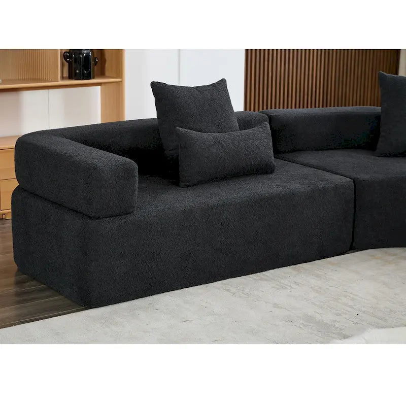 Canapé modulaire sectionnel d'angle en forme de L en bouclette surdimensionné 111, 3 pièces combinables librement