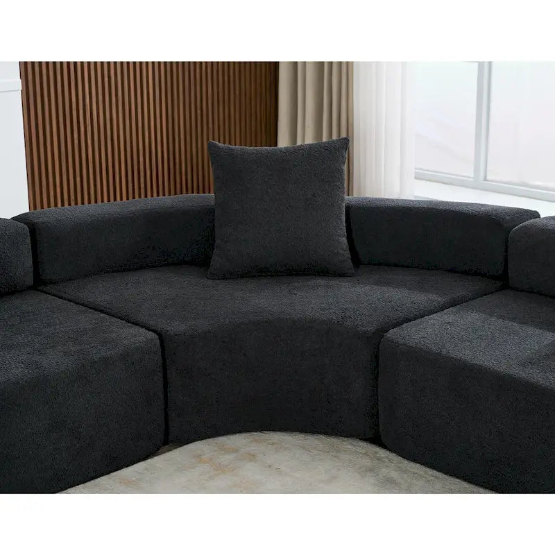 Canapé modulaire sectionnel d'angle en forme de L en bouclette surdimensionné 111, 3 pièces combinables librement