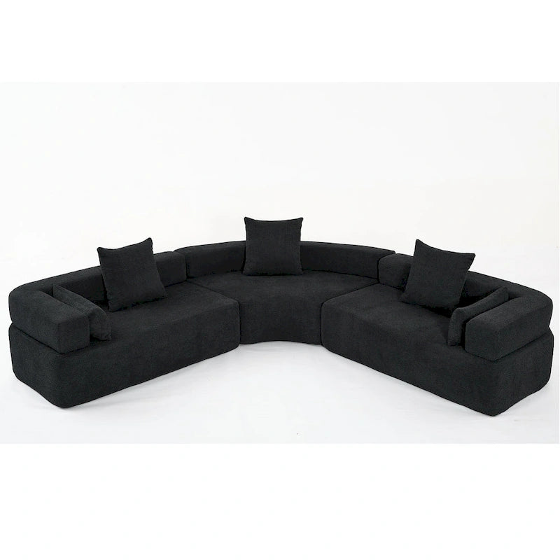 Canapé modulaire sectionnel d'angle en forme de L en bouclette surdimensionné 111, 3 pièces combinables librement