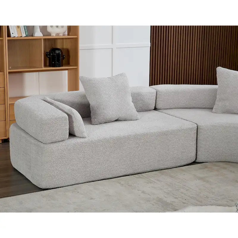 Canapé modulaire sectionnel d'angle en forme de L en bouclette surdimensionné 111, 3 pièces combinables librement