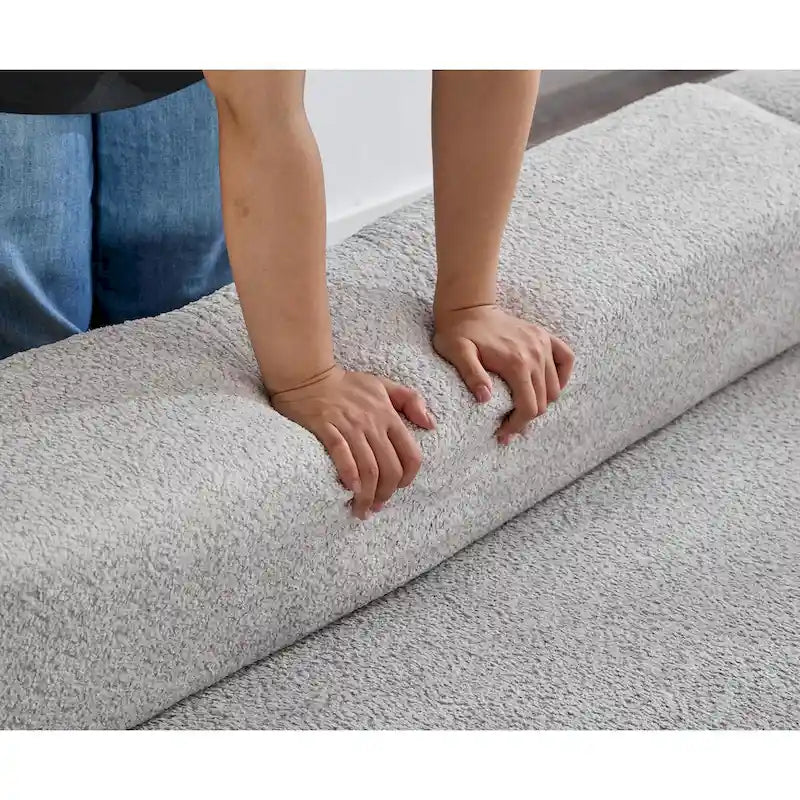 Canapé modulaire sectionnel d'angle en forme de L en bouclette surdimensionné 111, 3 pièces combinables librement