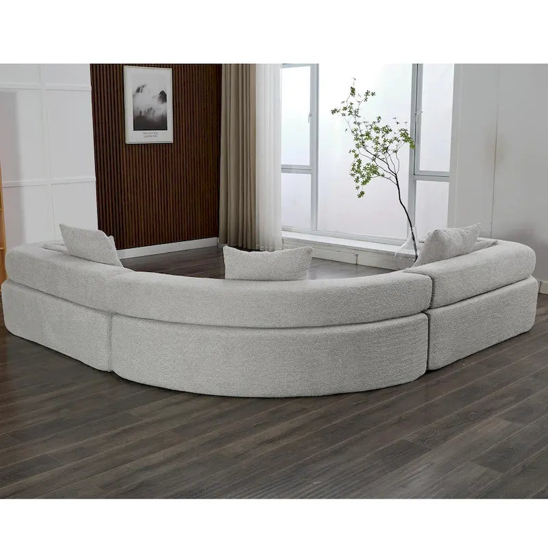 Canapé modulaire sectionnel d'angle en forme de L en bouclette surdimensionné 111, 3 pièces combinables librement