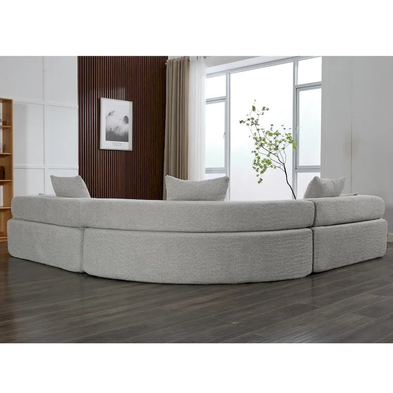 Canapé modulaire sectionnel d'angle en forme de L en bouclette surdimensionné 111, 3 pièces combinables librement