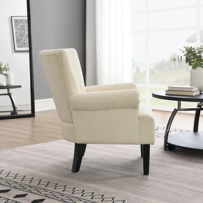 Fauteuil moderne beige 29 avec dossier capitonné