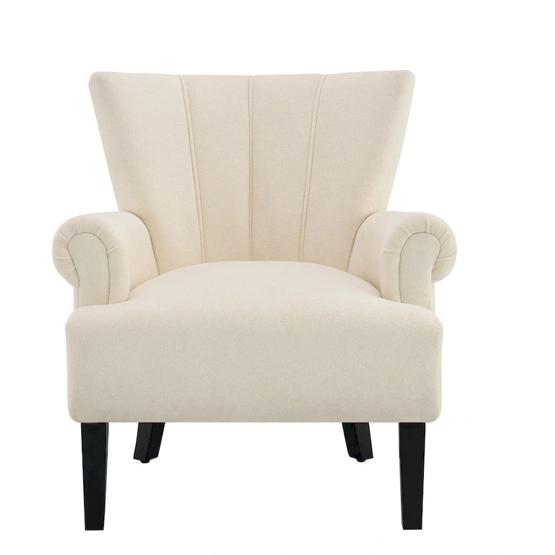 Fauteuil moderne beige 29 avec dossier capitonné