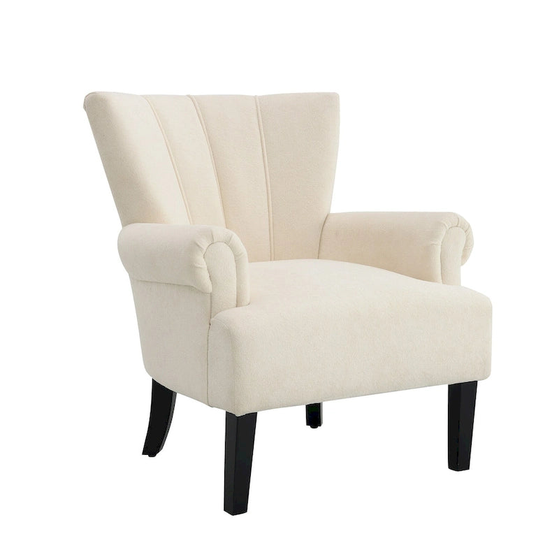Fauteuil moderne beige 29 avec dossier capitonné