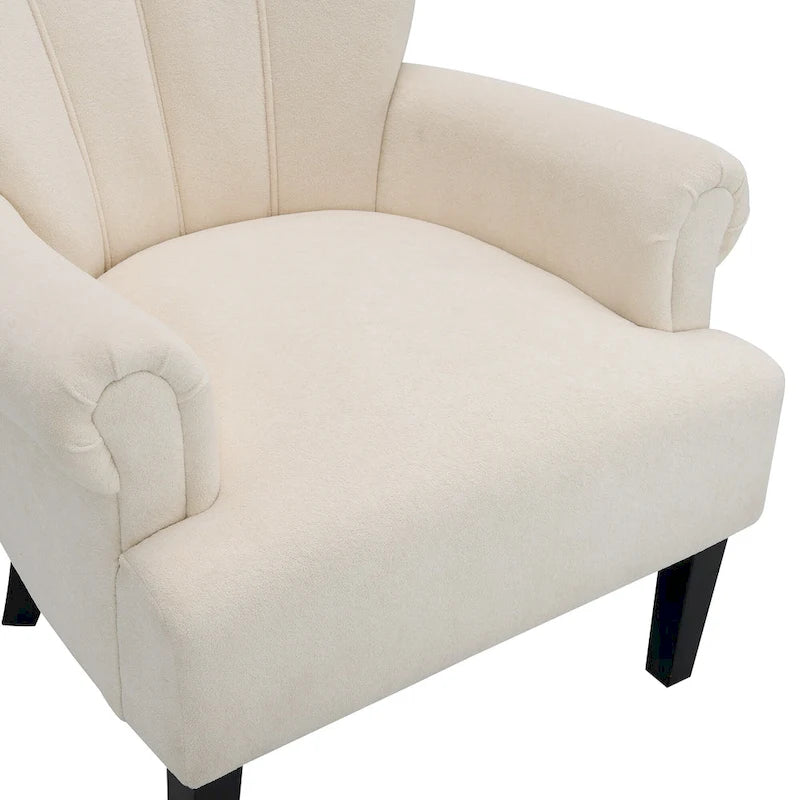 Fauteuil moderne beige 29 avec dossier capitonné