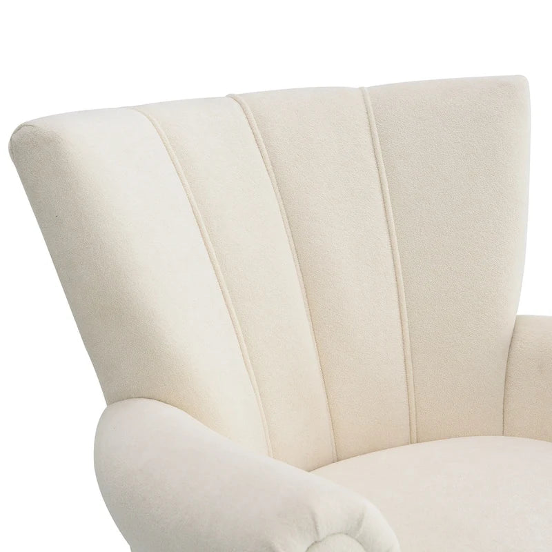 Fauteuil moderne beige 29 avec dossier capitonné