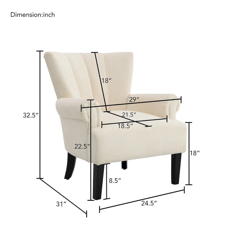 Fauteuil moderne beige 29 avec dossier capitonné