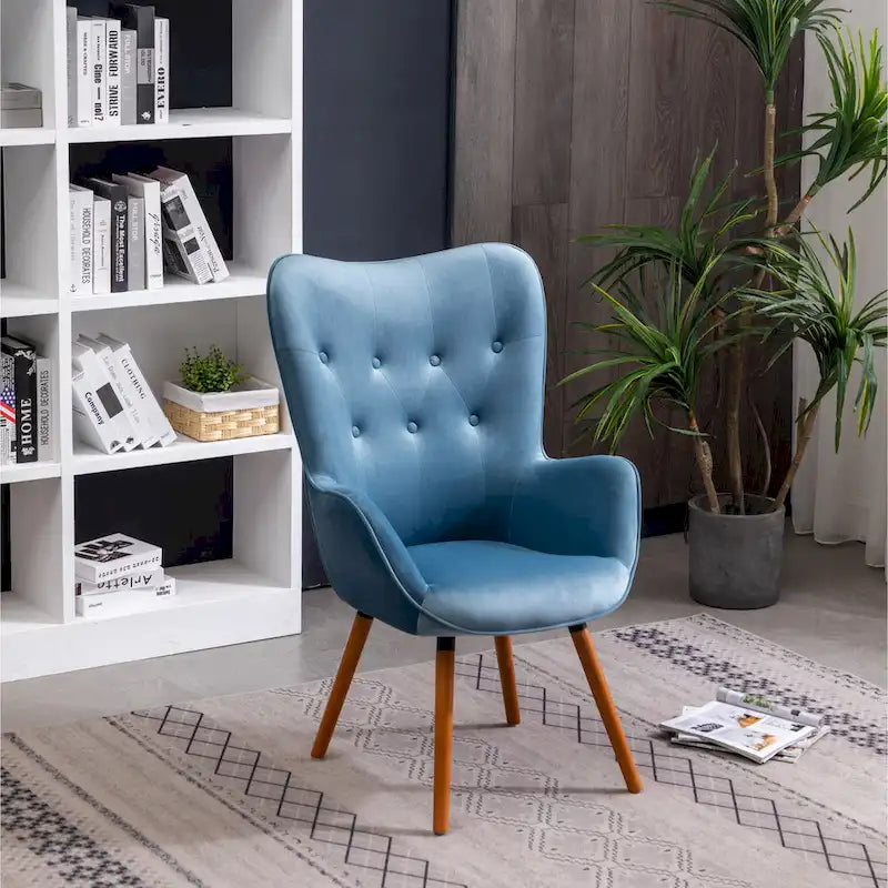 Fauteuil d'appoint capitonné en polyester bleu 30