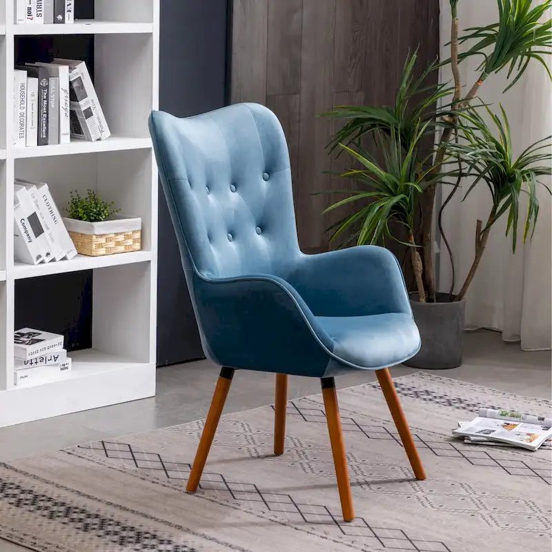 Fauteuil d'appoint capitonné en polyester bleu 30