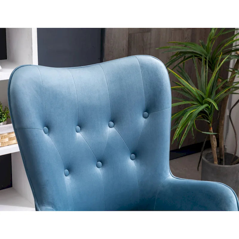 Fauteuil d'appoint capitonné en polyester bleu 30