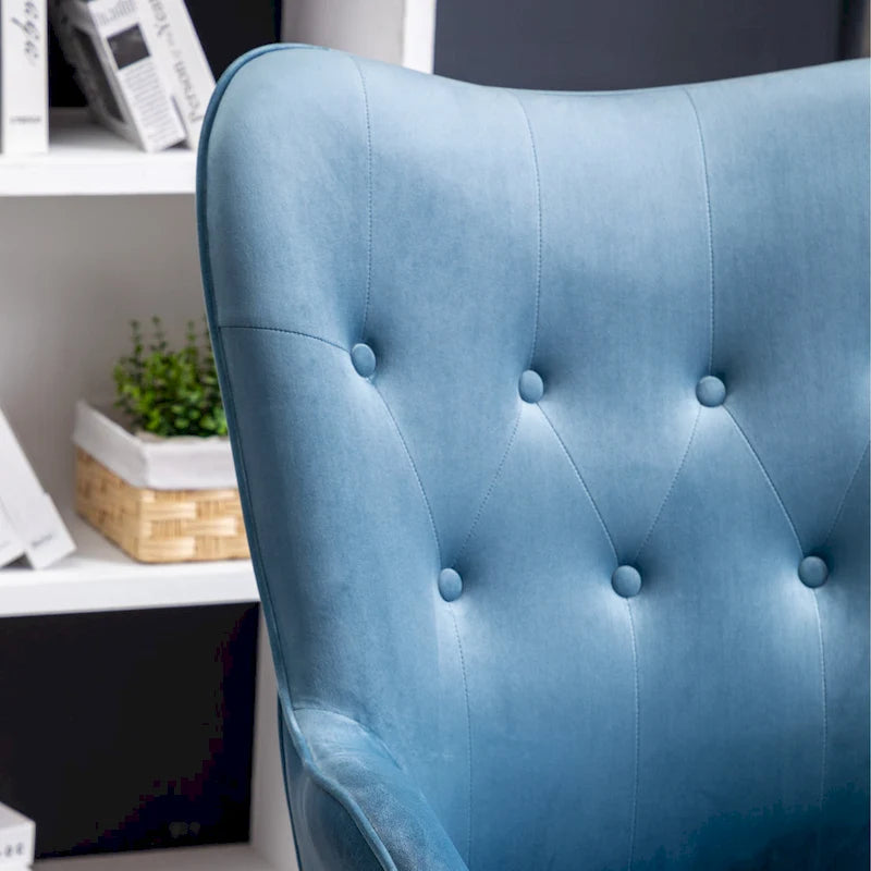 Fauteuil d'appoint capitonné en polyester bleu 30