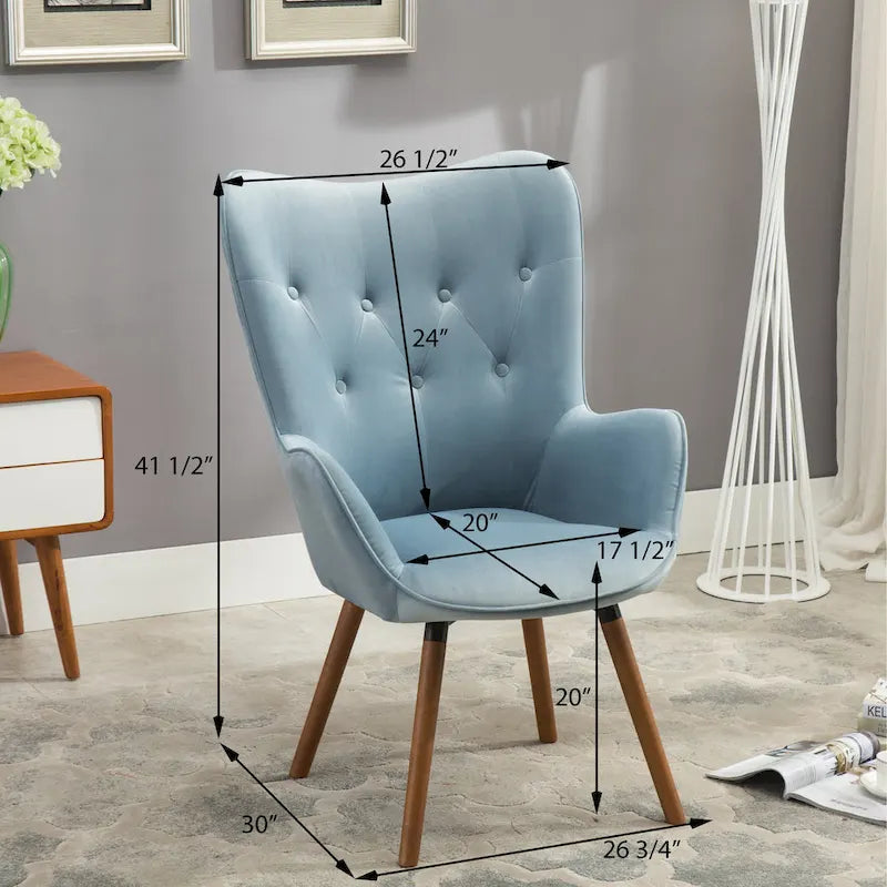 Fauteuil d'appoint capitonné en polyester bleu 30