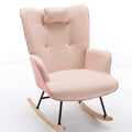 Fauteuil à bascule, fauteuil à bascule en tissu doux pied-de-poule et cuir pour chambre d'enfant