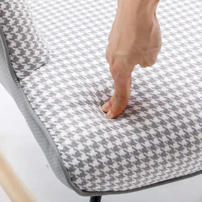 Fauteuil à bascule, fauteuil à bascule en tissu doux pied-de-poule et cuir pour chambre d'enfant