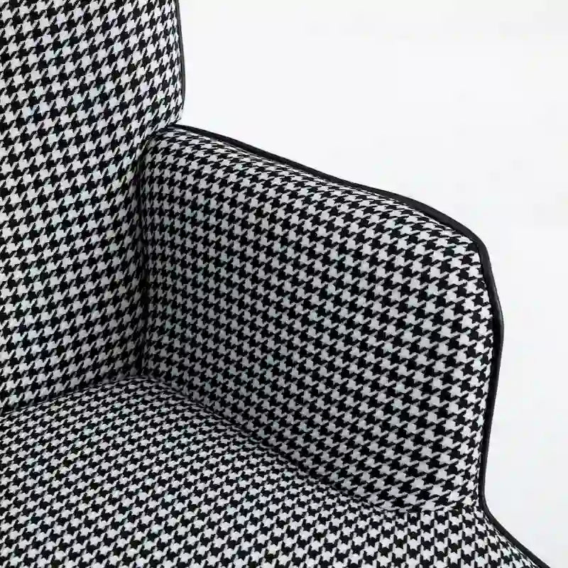 Fauteuil à bascule, fauteuil à bascule en tissu doux pied-de-poule et cuir pour chambre d'enfant