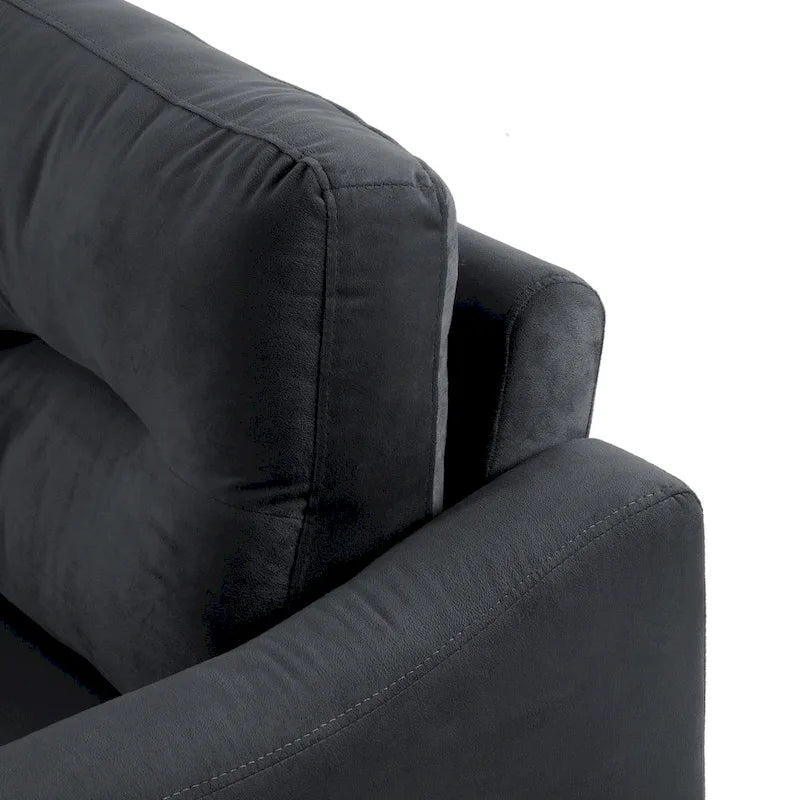 Canapé 3 places Black Velvet 76.7 avec cadre en bois dur et mousse haute densité