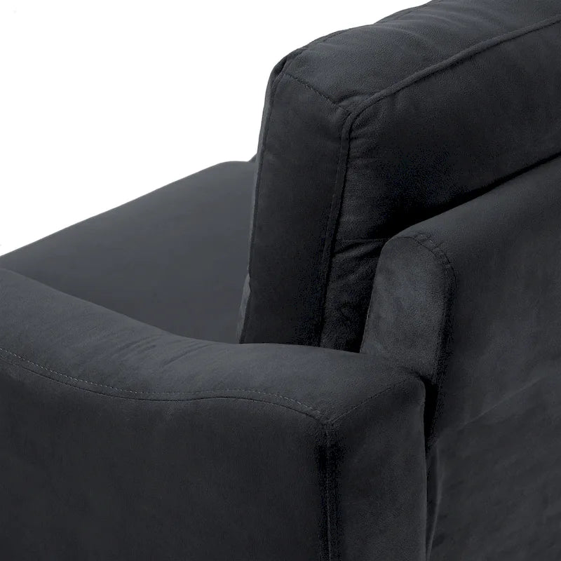 Canapé 3 places Black Velvet 76.7 avec cadre en bois dur et mousse haute densité