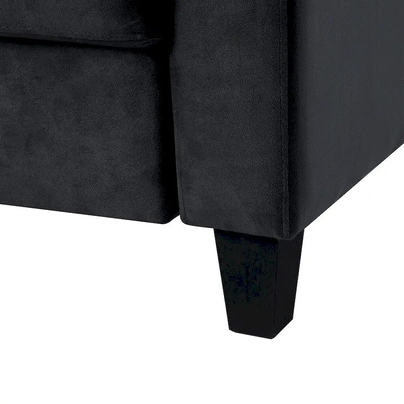 Canapé 3 places Black Velvet 76.7 avec cadre en bois dur et mousse haute densité