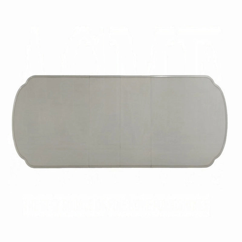 Table à manger, piédestal double, bois blanc cassé