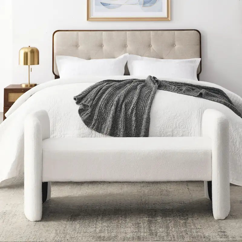 Banc rembourré en polyester à structure en H avec design moderne et polyvalent
