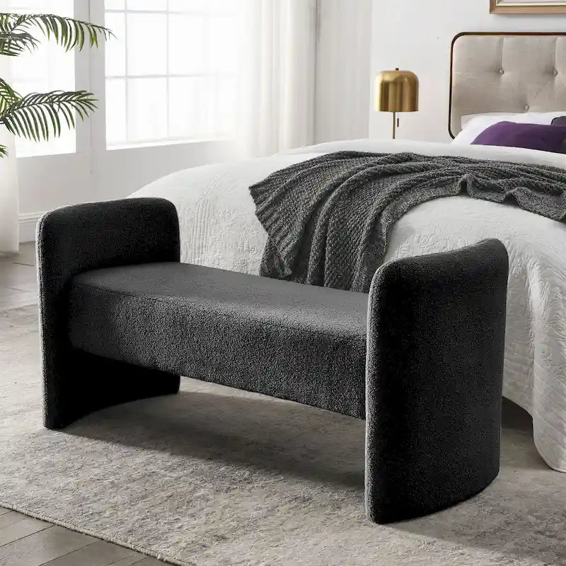 Banc rembourré en polyester à structure en H avec design moderne et polyvalent