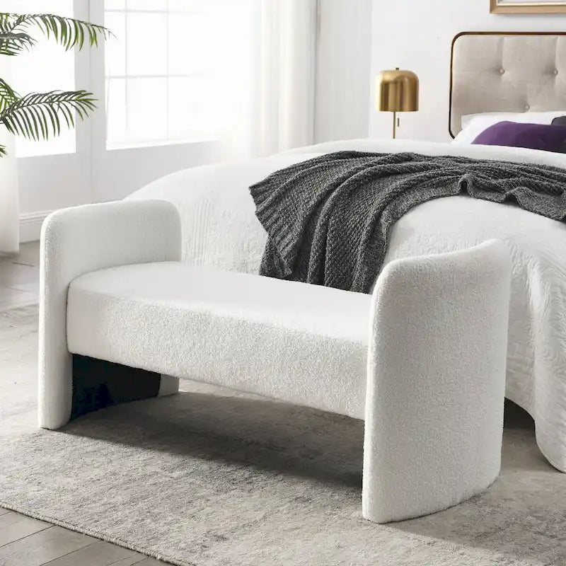 Banc rembourré en polyester à structure en H avec design moderne et polyvalent