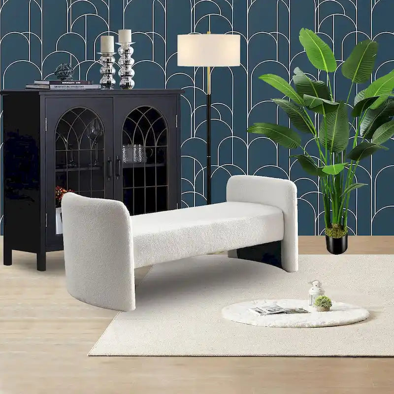 Banc rembourré en polyester à structure en H avec design moderne et polyvalent