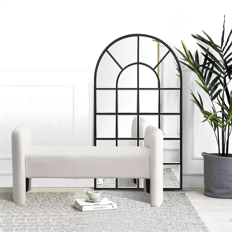 Banc rembourré en polyester à structure en H avec design moderne et polyvalent