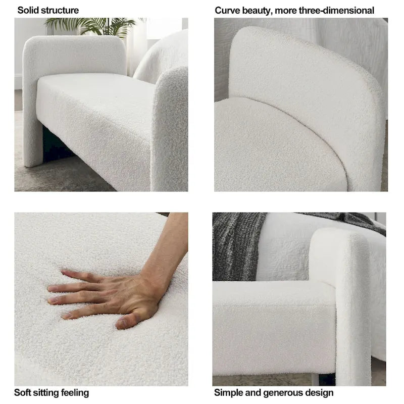 Banc rembourré en polyester à structure en H avec design moderne et polyvalent