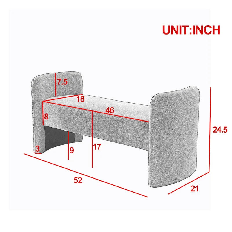 Banc rembourré en polyester à structure en H avec design moderne et polyvalent