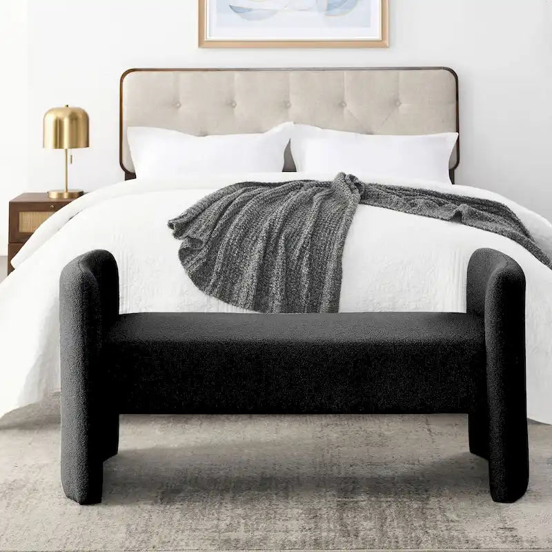 Banc rembourré en polyester à structure en H avec design moderne et polyvalent