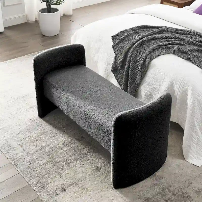 Banc rembourré en polyester à structure en H avec design moderne et polyvalent