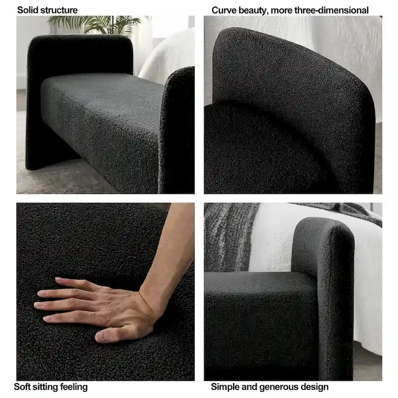 Banc rembourré en polyester à structure en H avec design moderne et polyvalent