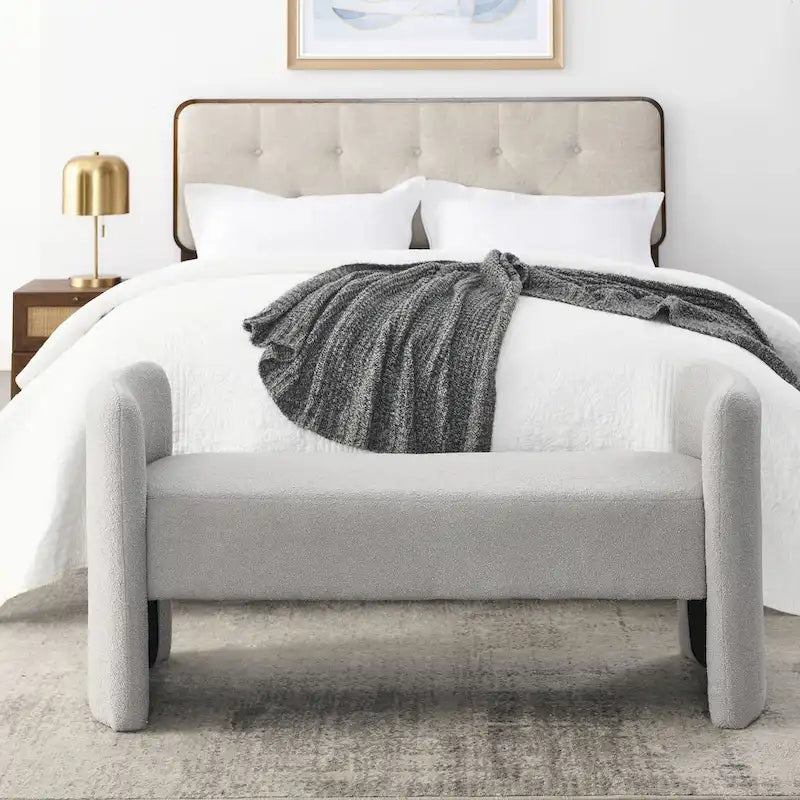Banc rembourré en polyester à structure en H avec design moderne et polyvalent