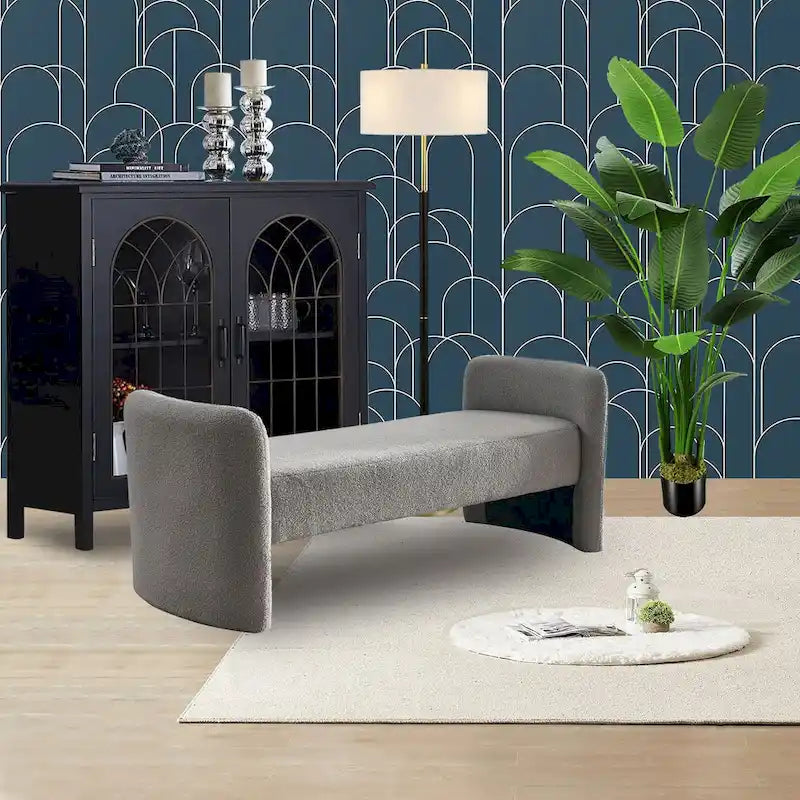 Banc rembourré en polyester à structure en H avec design moderne et polyvalent