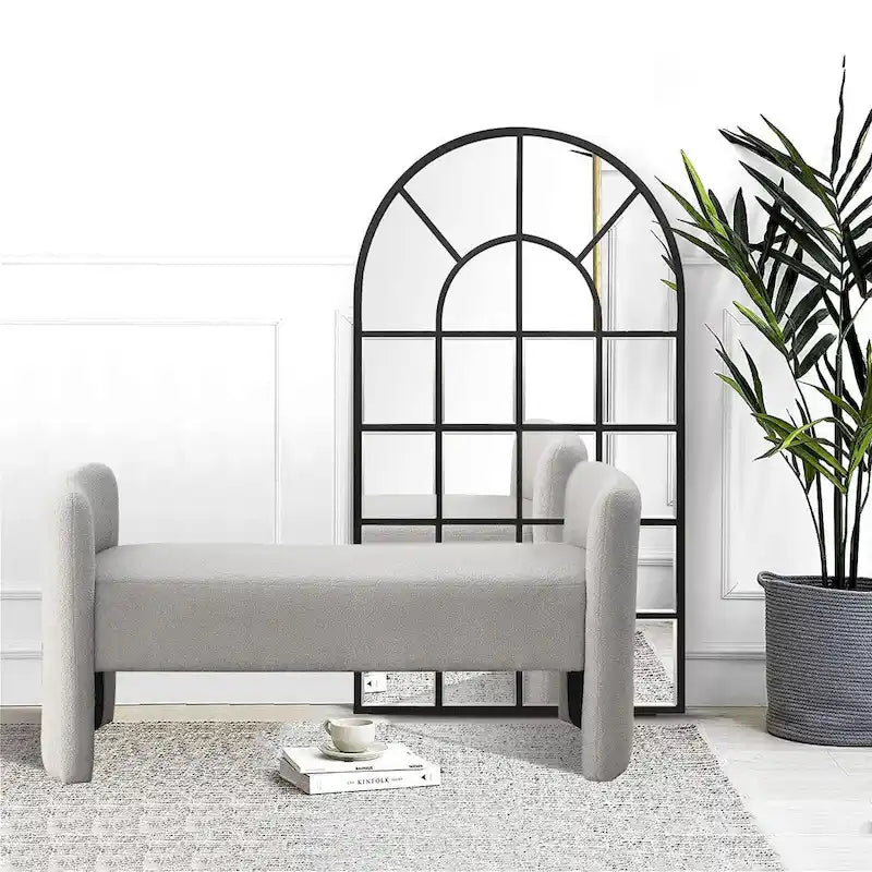 Banc rembourré en polyester à structure en H avec design moderne et polyvalent