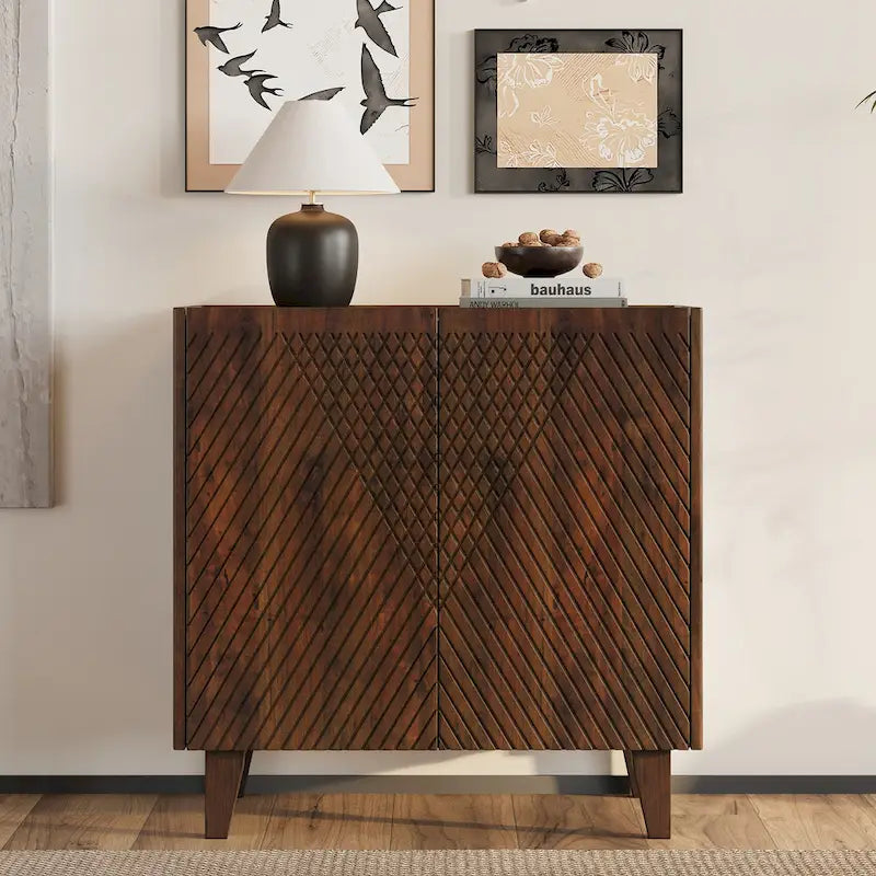 Meuble d'appoint en bois avec rangement et étagère réglable pour salle à manger