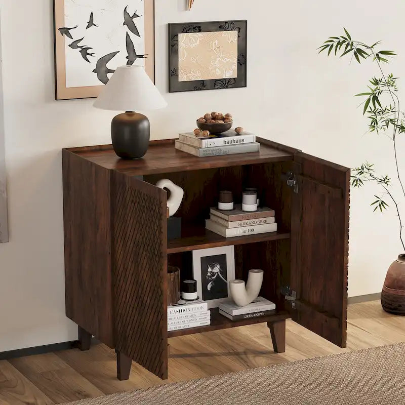 Meuble d'appoint en bois avec rangement et étagère réglable pour salle à manger