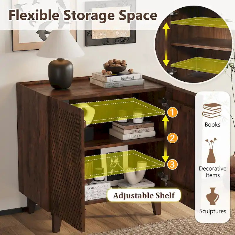 Meuble d'appoint en bois avec rangement et étagère réglable pour salle à manger