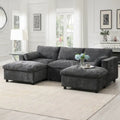 Canapé modulaire sectionnel en U avec poches de rangement, oreillers, pouf