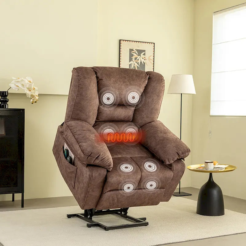 Fauteuil inclinable électrique moderne de relaxation, canapé de massage individuel avec chauffage lombaire et minuterie pour personnes âgées
