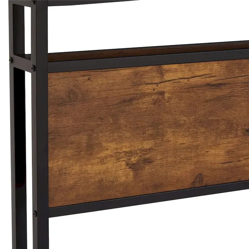 Lit plate-forme King Size en métal avec lumières LED, tête de lit en bois et deux tiroirs pour chambre à coucher