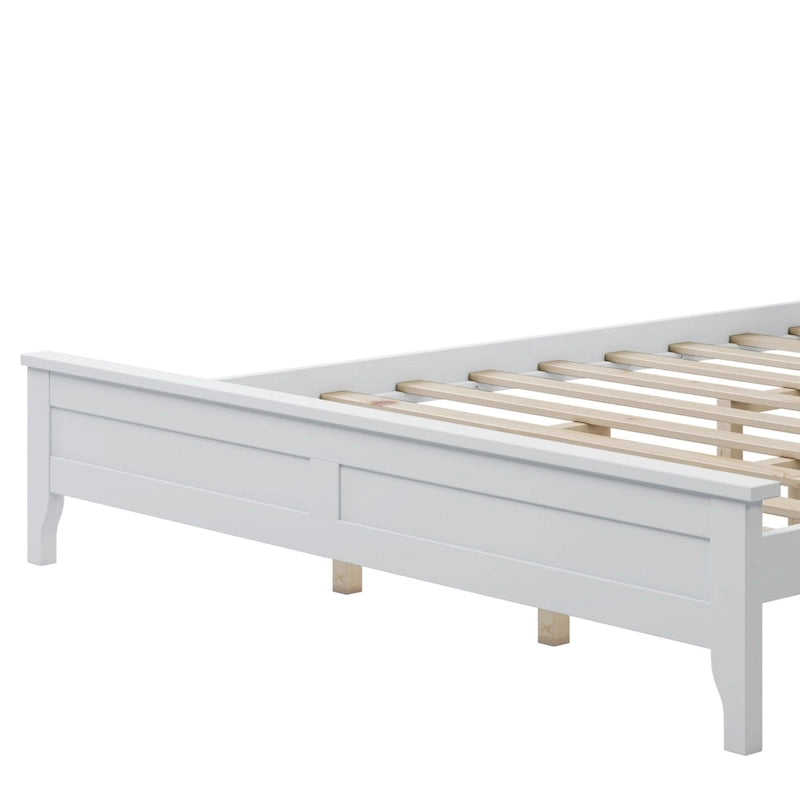 Lit plateforme moderne blanc Queen Size en bois massif avec finition résistante à l'usure
